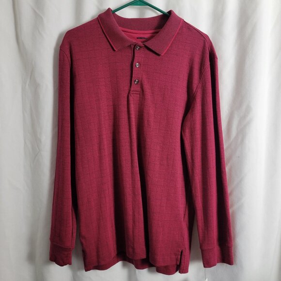 NEW George Men's Sz 34-36 Red Long Sleeve Shirt collared button placket NWT - Picture 1 of 8